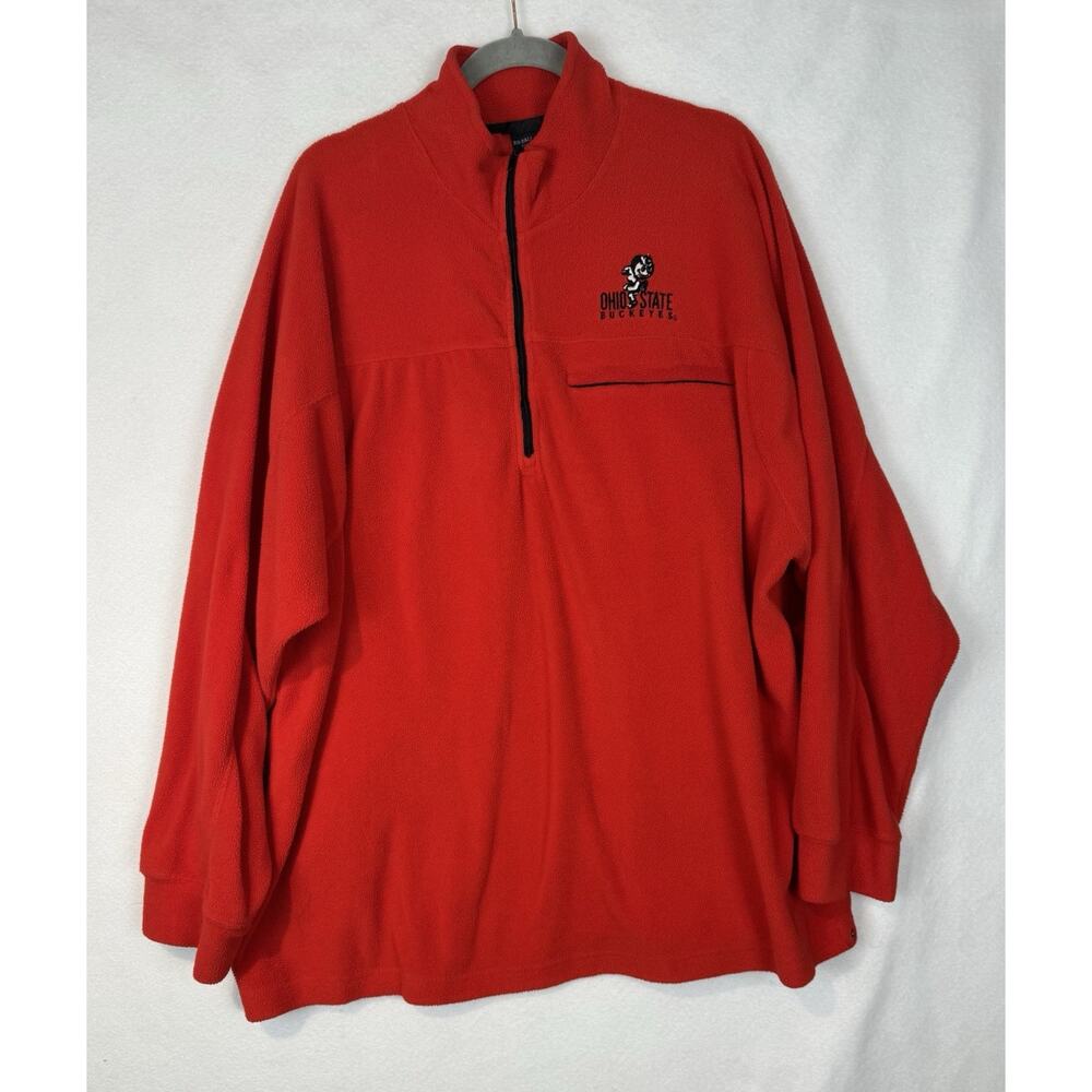 Ohio State Buckeyes Quarter Zip Pullover Mens 2XL Red Fleece Sweatshirt